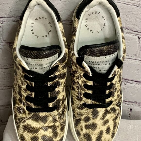 MARC By Marc Jacobs Animal-Print Leather Sneakers Size 7 - Picture 15 of 16